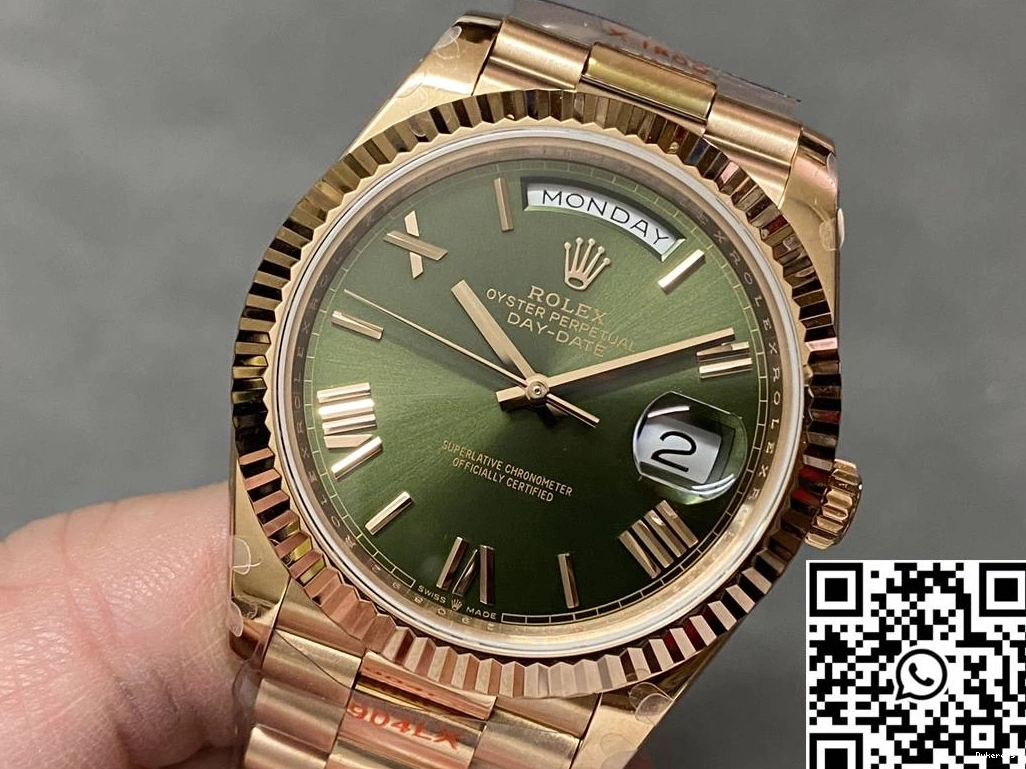 1006 Day v5 M228235-0025 Green Factory Tungsten Rose Rolex Date Functional QF Steel Dial Gold 0716